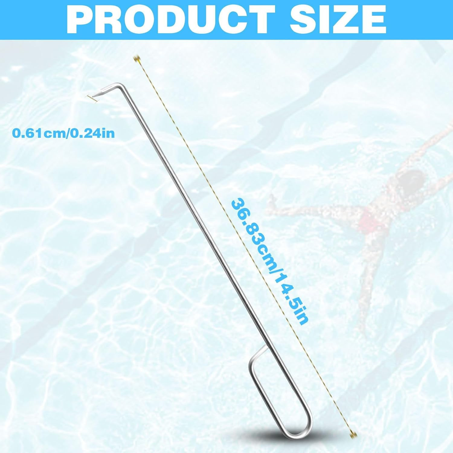 Pool Skimmer Basket Hook Tool Stainless Steel Handle for Safe Pool Cleaning D…