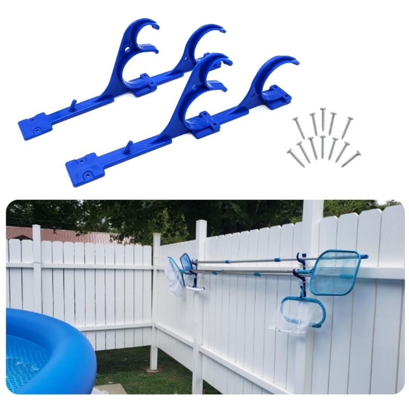 2Pcs Outdoor Pole Hanger Swimming Pool Hook Plastic Telescopic Rod Holder