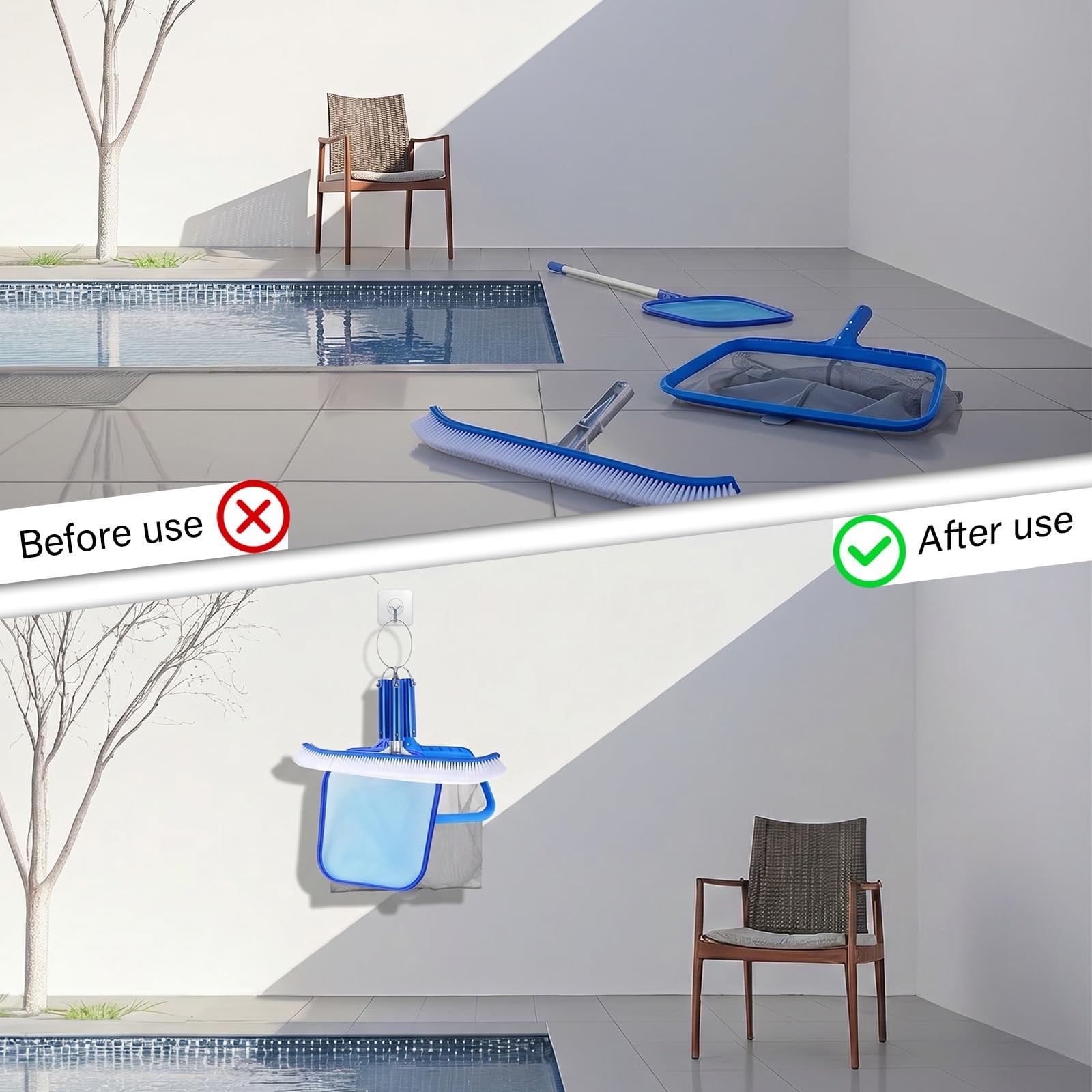 Pool Tool Holder and Organizer, 3 Pcs 1-1/4&Prime; Pool Cleaning Equipment Storage …