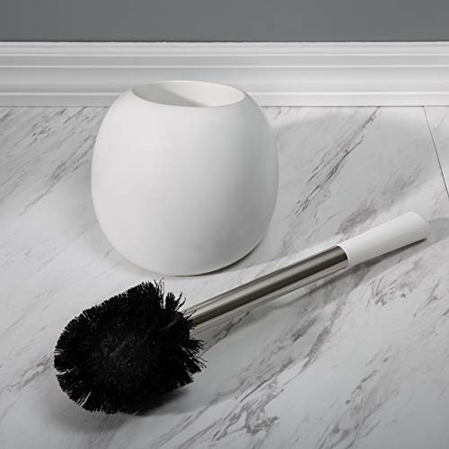 Ceramic Dome Brush & Holder Set, Decorative, Modern, 1 Count (Pack of 1) White