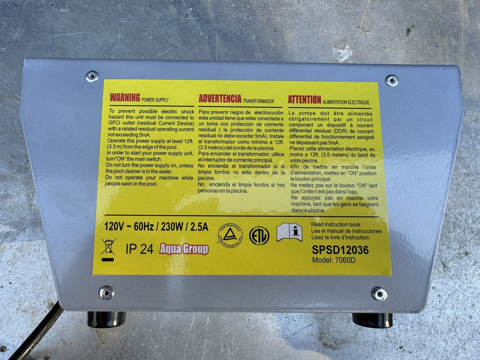 Automatic Cleaner Power Supply Aqua Products 7060D Missing 1 Rubber foot New