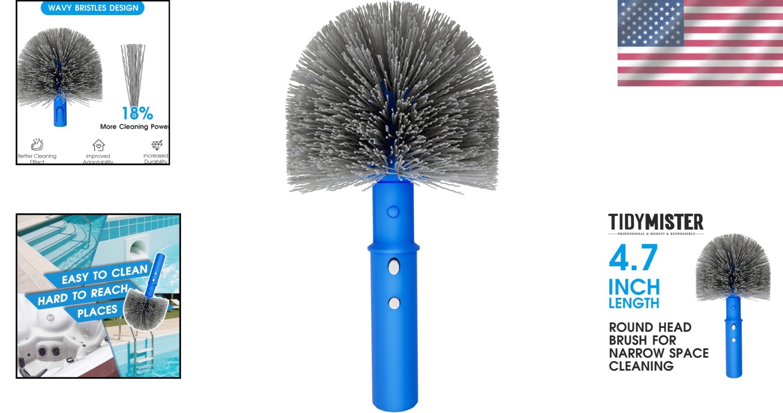Lightweight Round Pool Brush with Angled Bristles for Effortless Dirt Removal