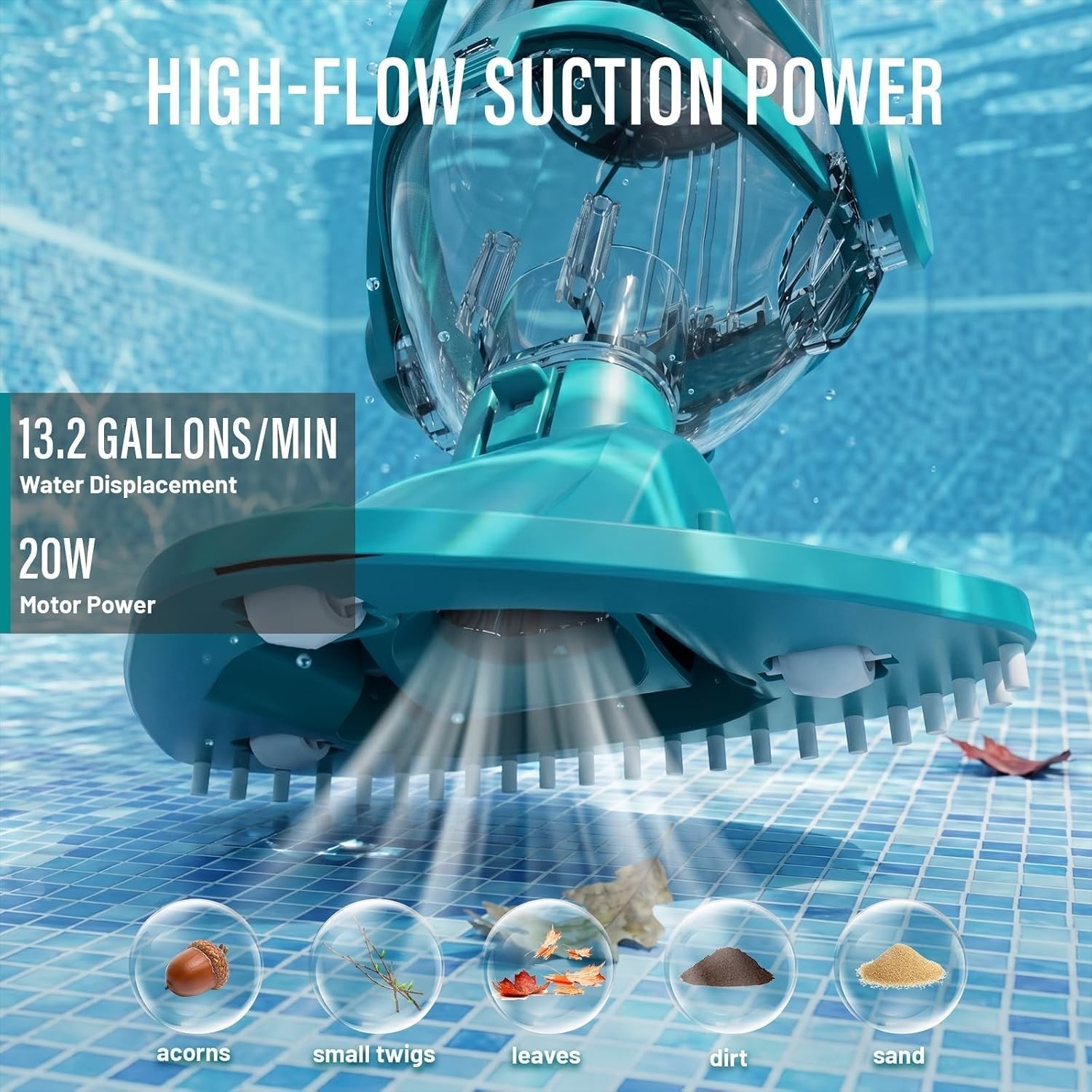 Above Ground Pool Vacuum – Powerful 20W Motor with Telescopic Handle & Filters