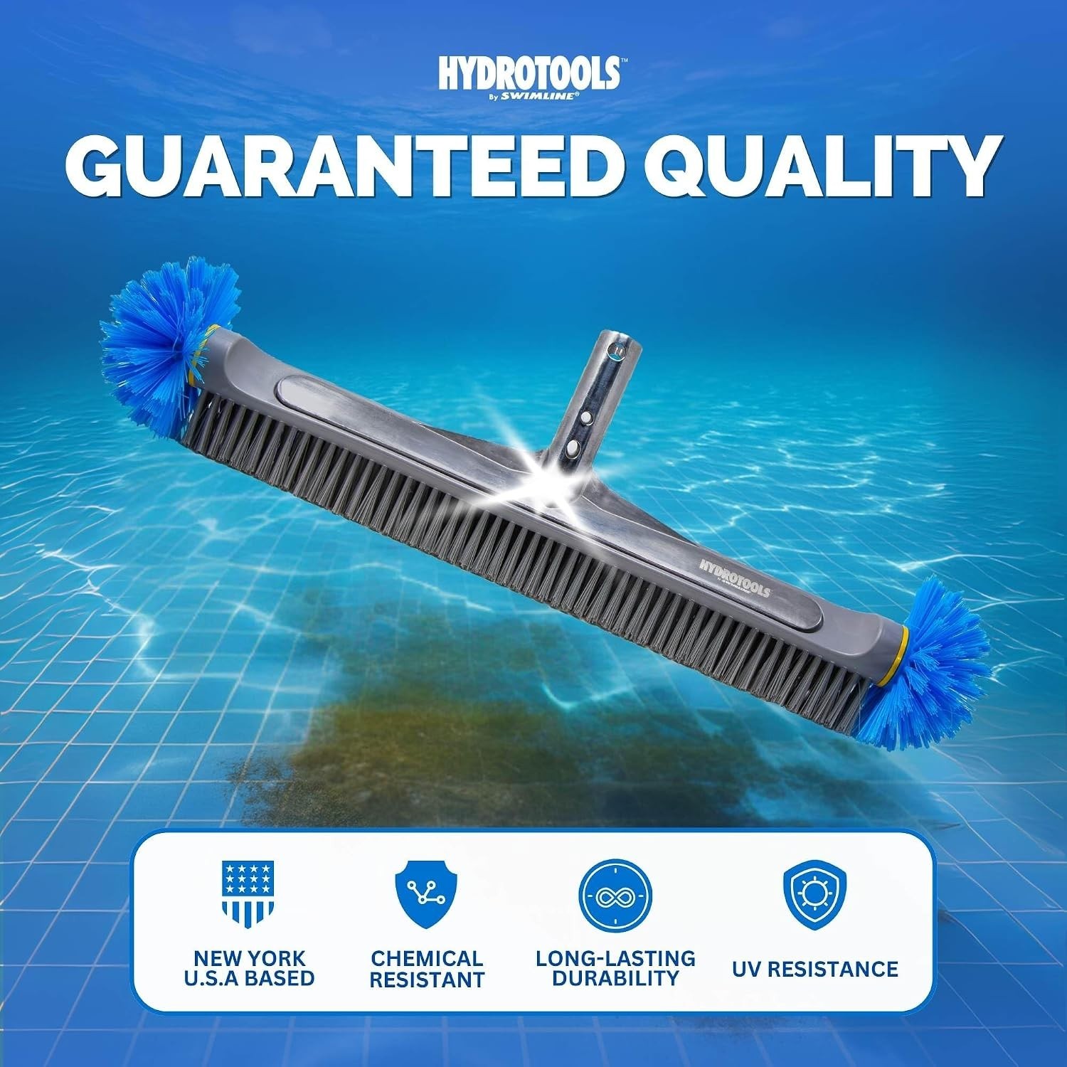 HYDROTOOLS Pool Brush Head for Inground & Above Ground Pools | EZ Clip Compat…