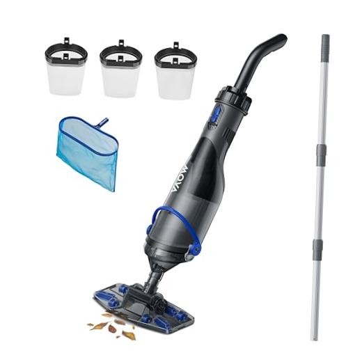 Cordless Pool Vacuum, 18.5 GPM Suction, Transparent Suction Head & Handler V10
