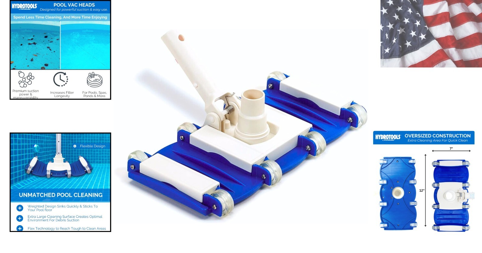 Extra-Large Hydrotools Vacuum Head with Wheels – Perfect for Inground & Above