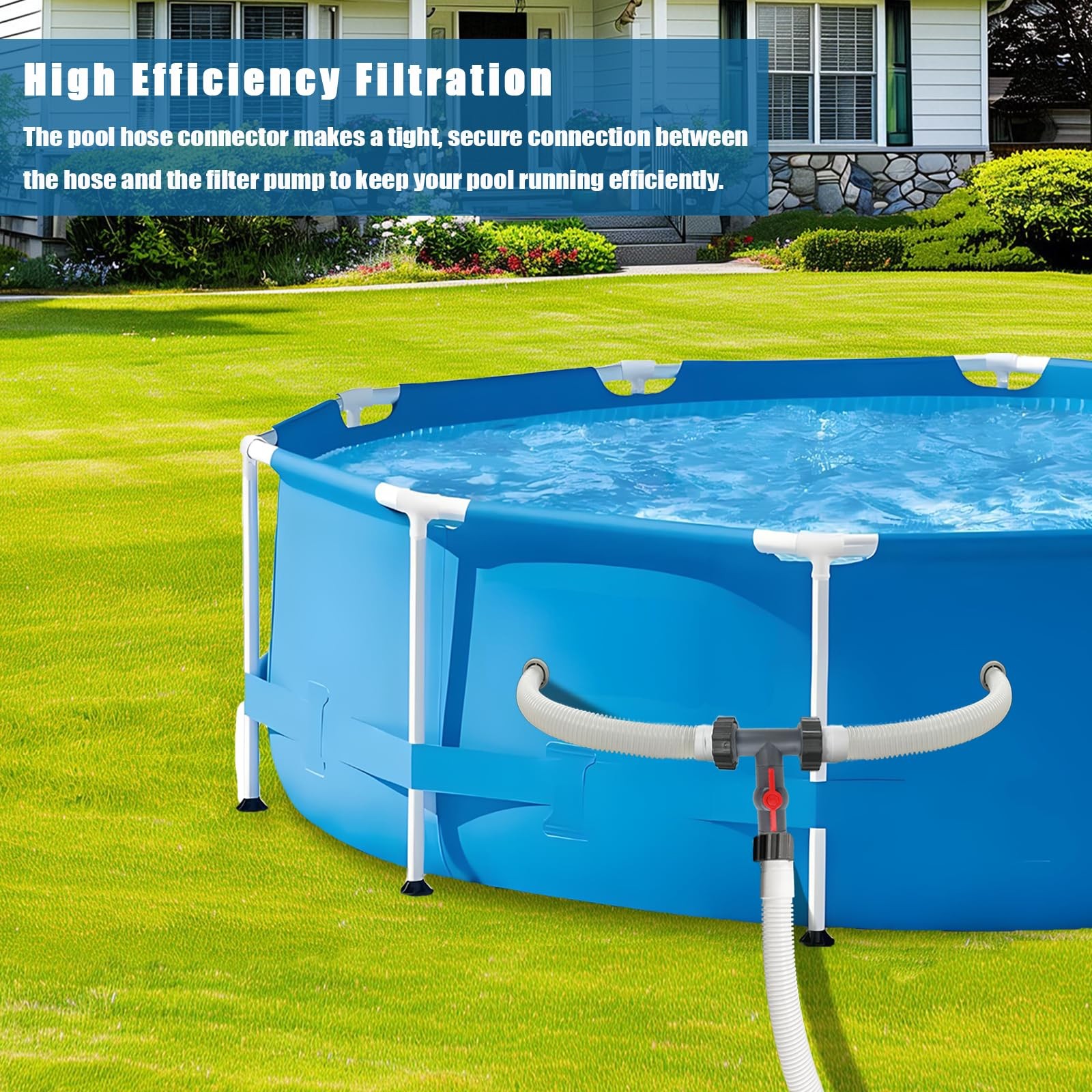 Pool Hose Tee with Valve, 1.5&Prime; to Gray