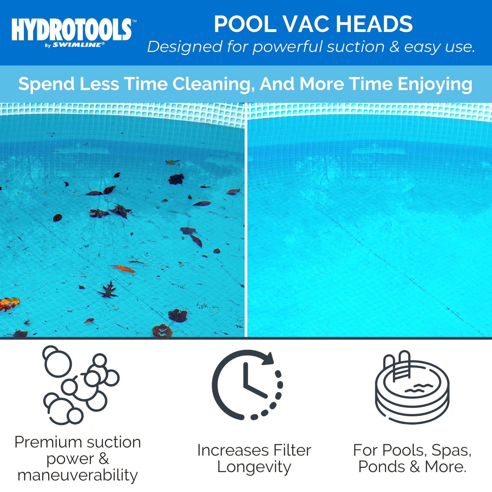 SWIMLINE HYDROTOOLS Manual Vacuum Head Attachment For One Size, Concrete Vac