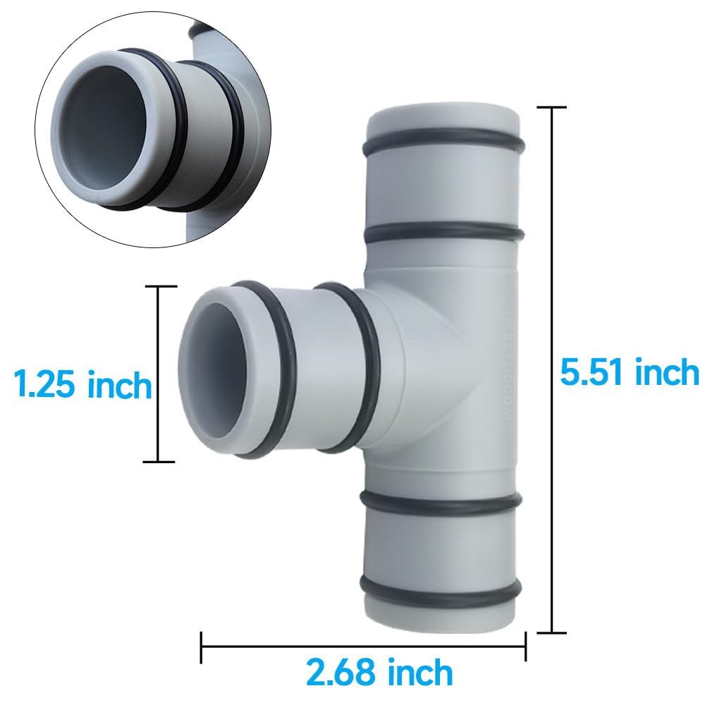Pool Hose Connector, 1.25 Inch T Joint Filter Pump inches, Gray