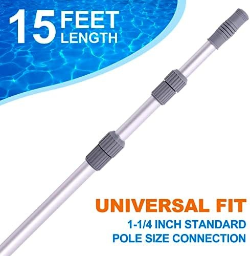 Sepetrel Pool Pole – Professional 15 Foot Telescoping Swimming Pool Cleaning …