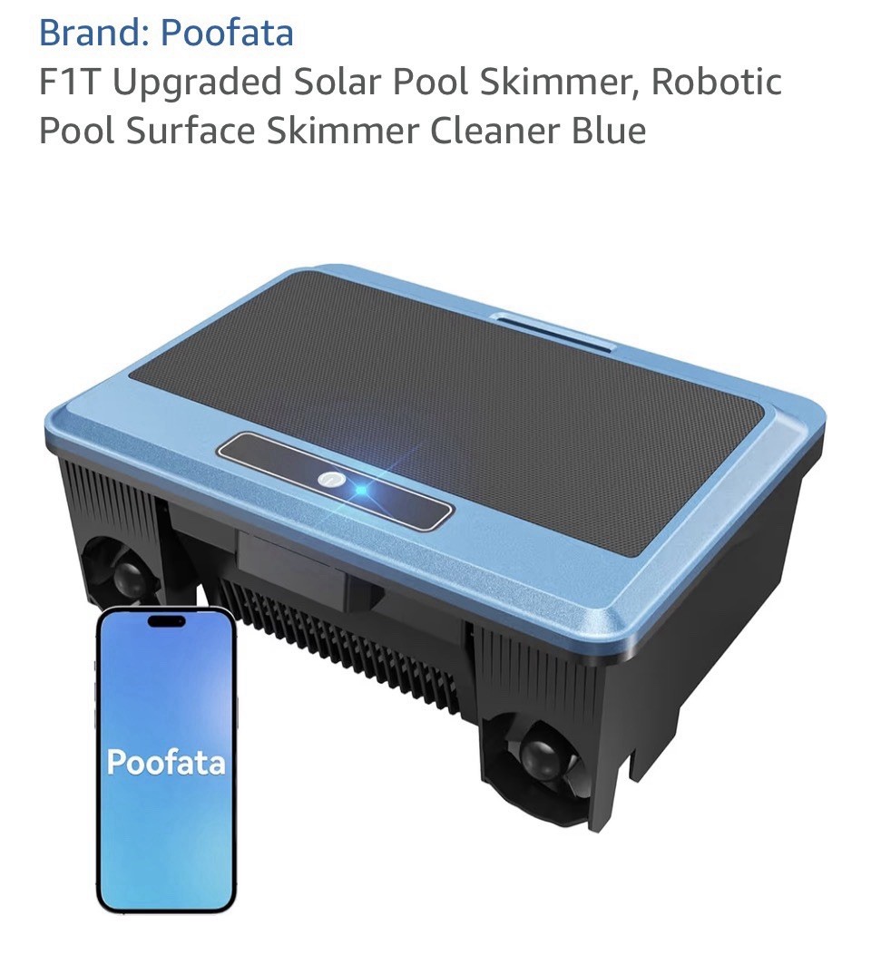 Poofata F1T Solar Powered Robotic Pool Skimmer Surface Cleaner with APP Suppo…
