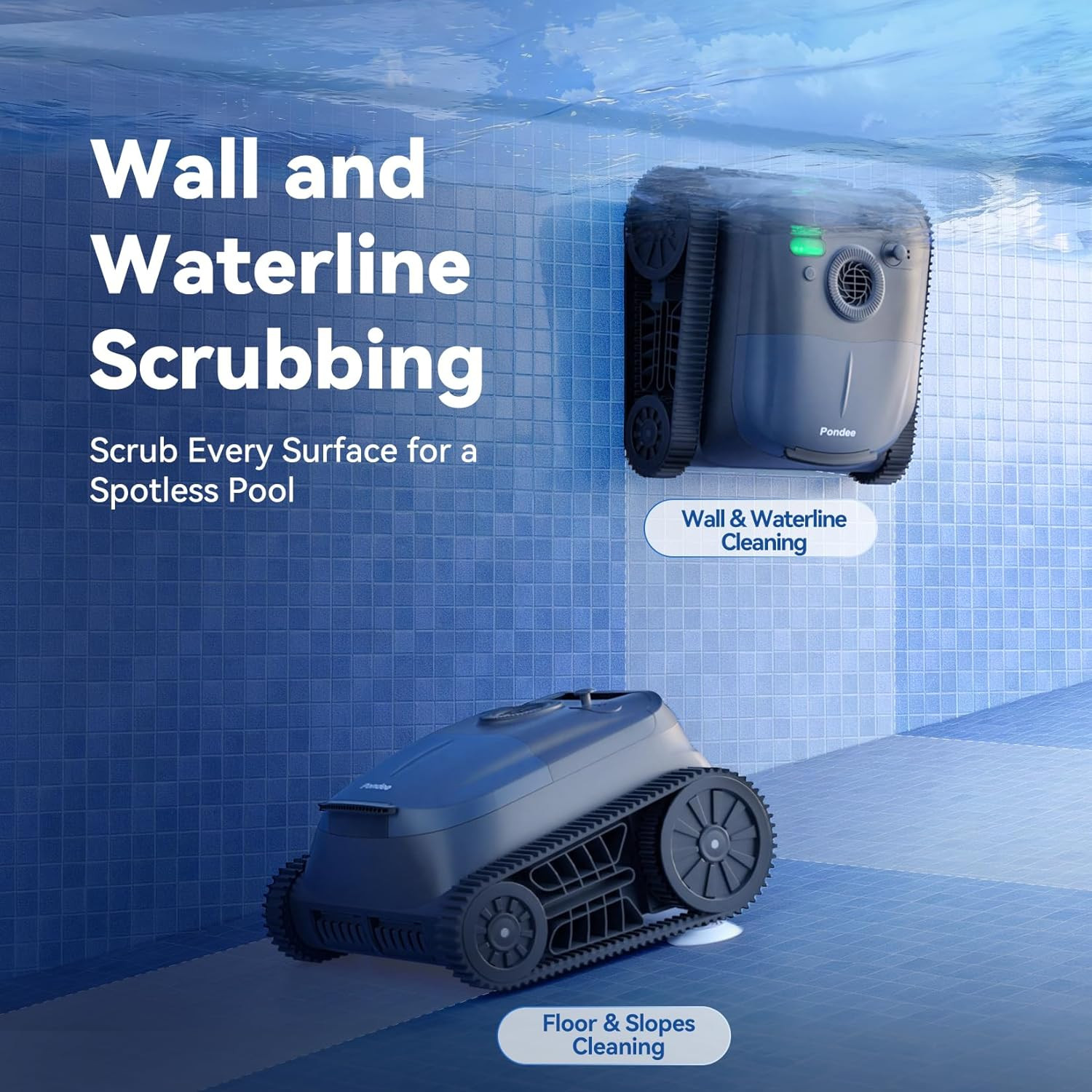 X5 Robotic Pool Vacuum for Inground Pools, Cordless Cleaner W/Smart Navigation,
