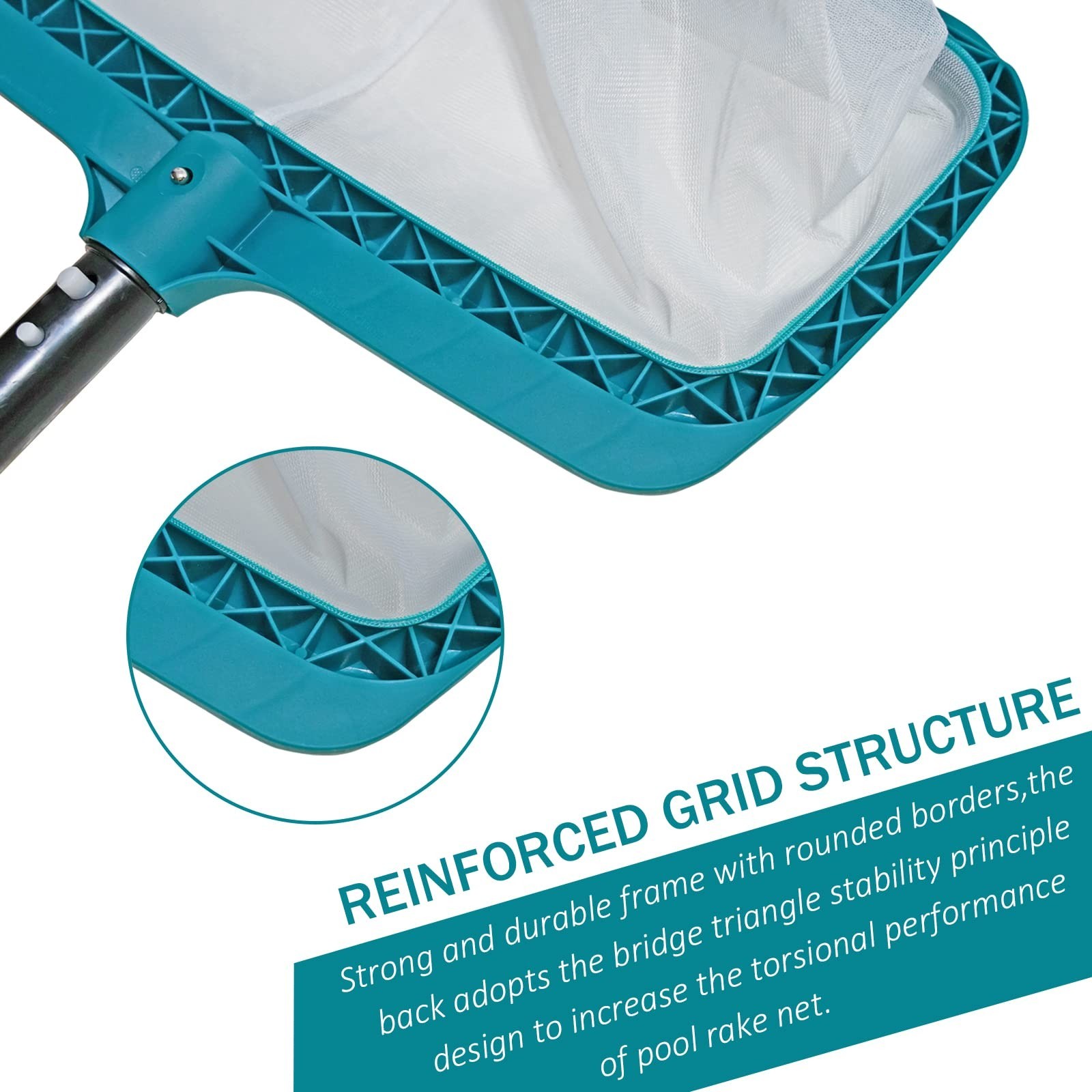 Heavy Duty Pool Skimmer Net – Fine Mesh Leaf Rake, Fast Cleaning Tool for Debris