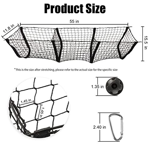 Amiss Heavy Duty Mesh Cargo Net, 3 Pocket Trunk Bed Storage Organizer