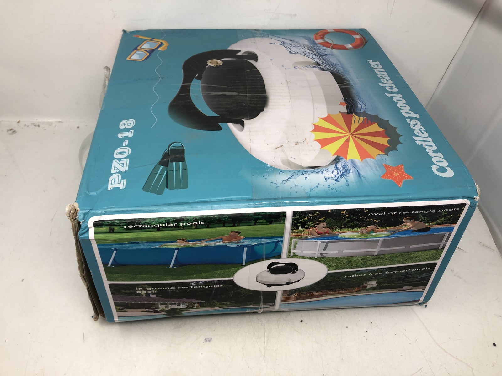 Cordless Pool Cleaner PZ0-18 Cordless Robotic Pool Cleaner vacuum,White/Black