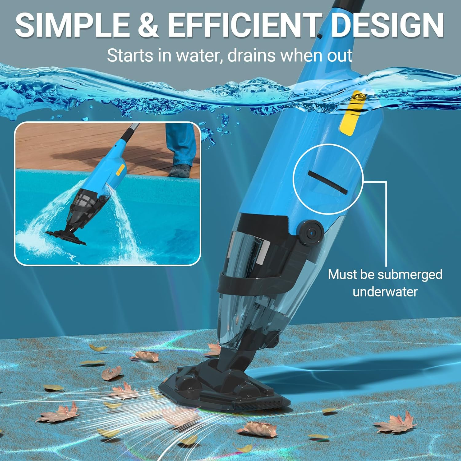 Cordless Handheld Pool Vacuum for above Ground Pool, 18GPM Powerful Suction/87”
