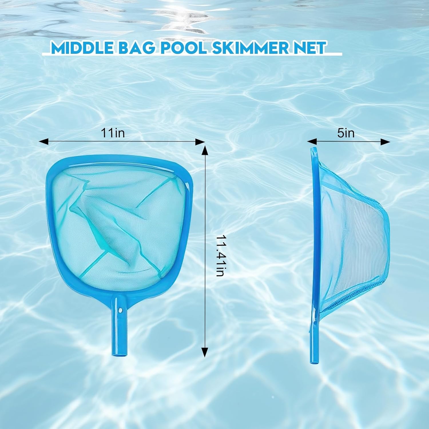 Adjustable Pool Skimmer with Fine Mesh, Aluminum Pole for Inground & Above-Gr…