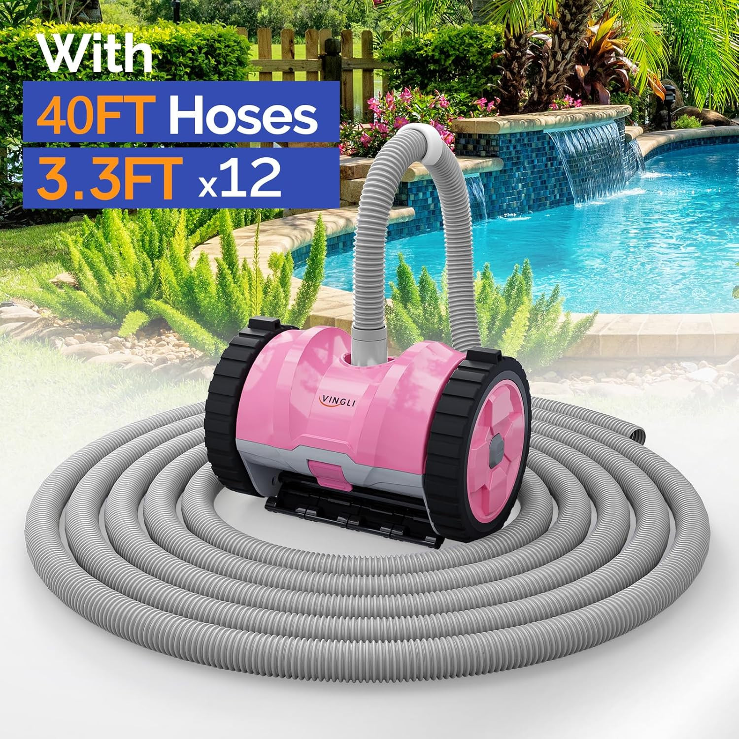 (2025 Upgrade) Automatic Suction-Side Pool Vacuum Cleaner, Powerful Wall-Climbi