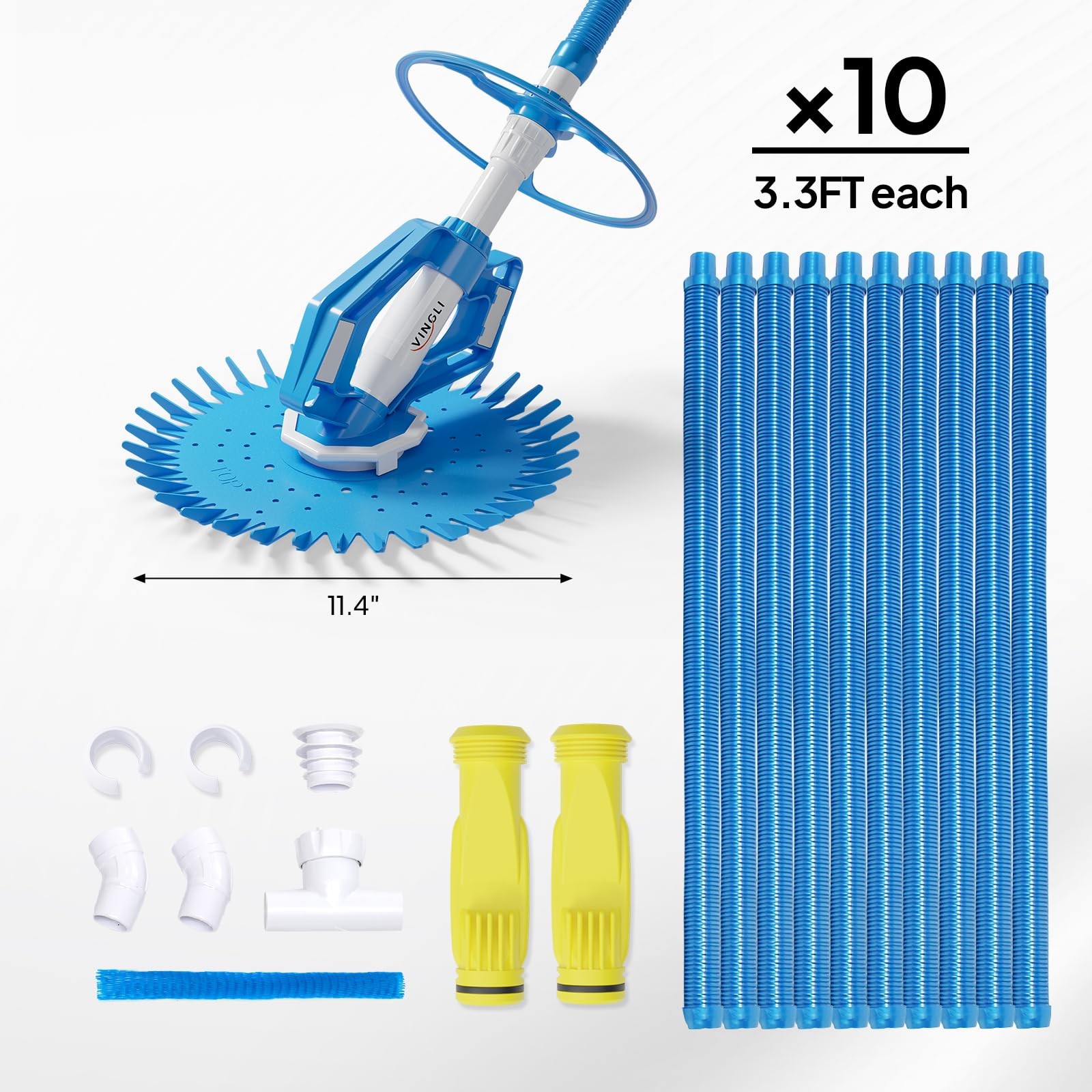 Light Blue Pool Vacuum Cleaner Automatic Quiet Efficient In Ground Pools