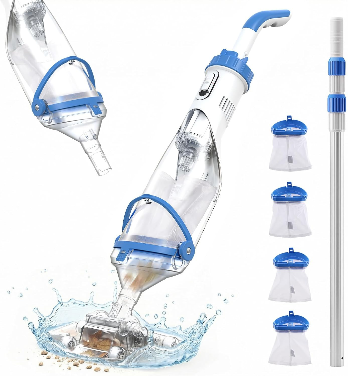 Handheld Pool Vacuum for above Ground & Inground Pools, Consciot Cordless Rechar