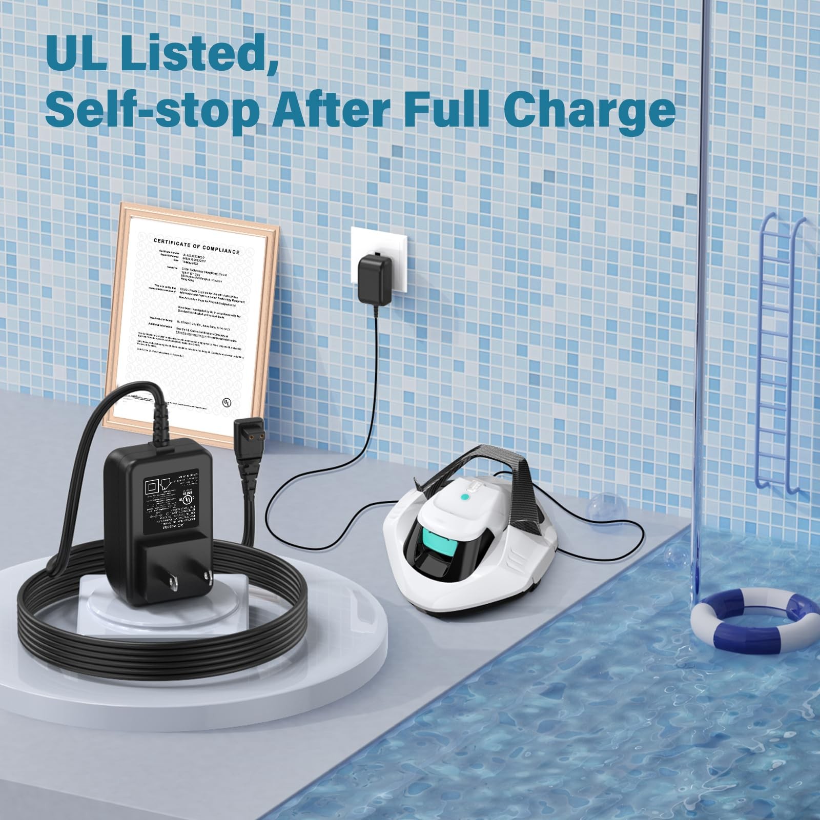 12.6V Pool Vacuum Charger for Aiper Seagull 600 Cordless Robotic BLACK
