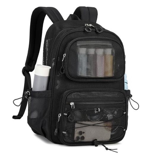 Mesh Backpack, Heavy Duty See Through Backpack Ultra-Lightweight Net Black