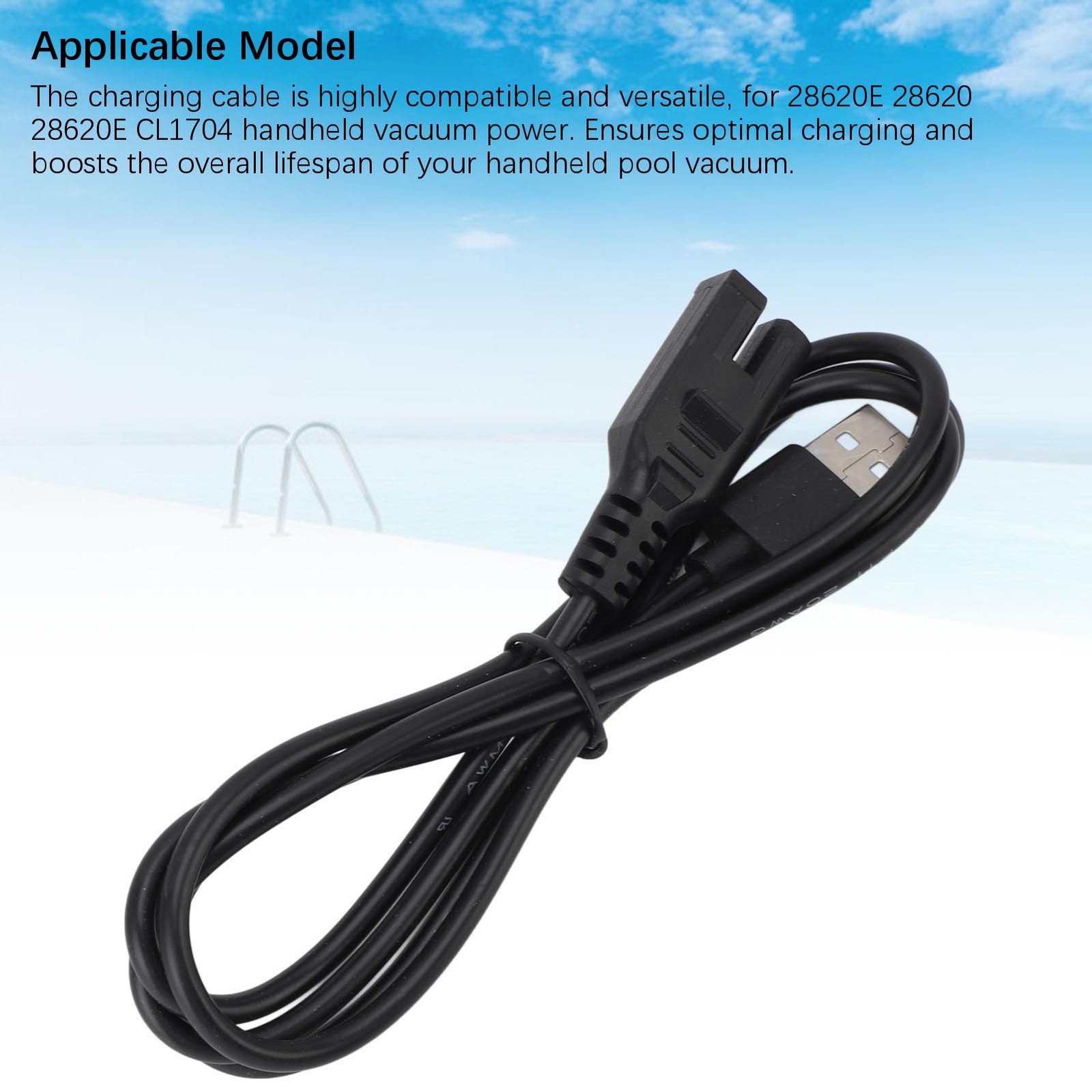 Rechargeable Pool Vacuum Charging Cable For 28620E Fast Charging Easy To Use