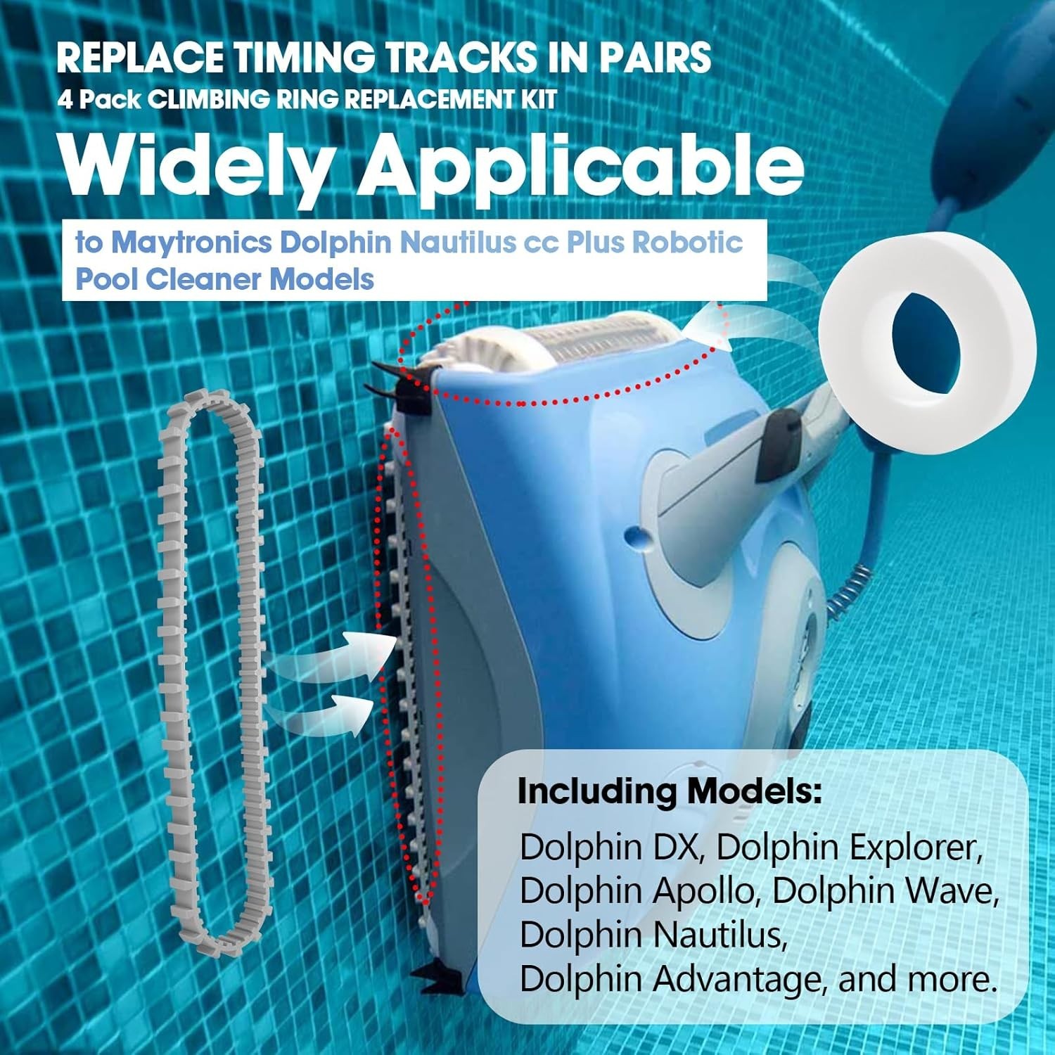 Dolphin Nautilus CC Plus Pool Cleaner Accessory Kit Rings Tracks & Wheels New