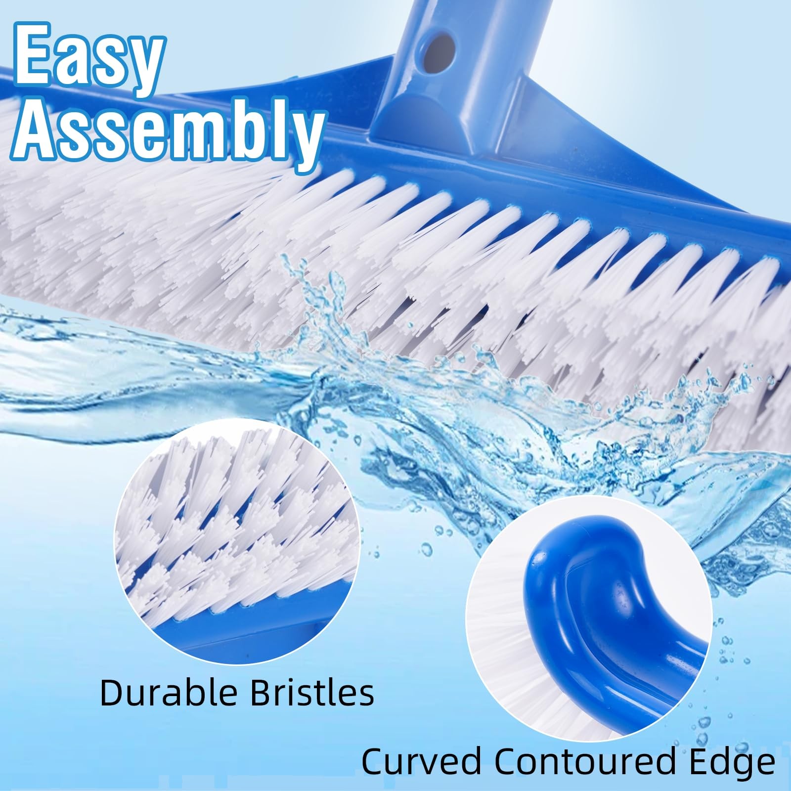 Pool Brush Head, Heavy Duty Swimming Pool Wall Floor Cleaner with Durable Bri…