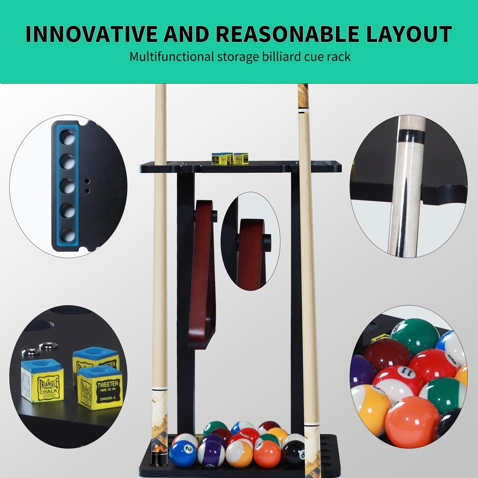 Pool Stick Holder-Pool cue holder floor stand with multiple storage designs ,…