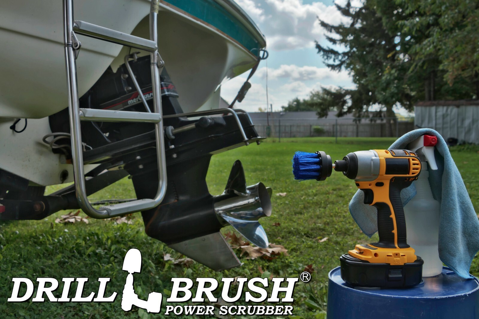 Drillbrush Scrub Brush – Pool, Spa, Hot Tub – Sliding Glass Shower Door Tracks