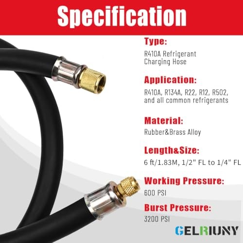 2026 Upgrade 1/2&Prime;HVAC Vacuum Hose,High-Flow Vacuum Certified 1/2&Prime; to 1/4&Prime;