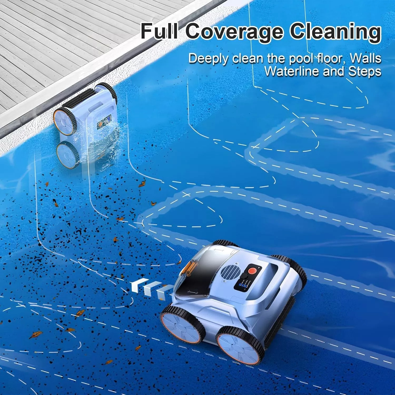 Cordless Robotic Pool Cleaner Pool Vacuum for Inground Pools Up to 2150 Sq.ft