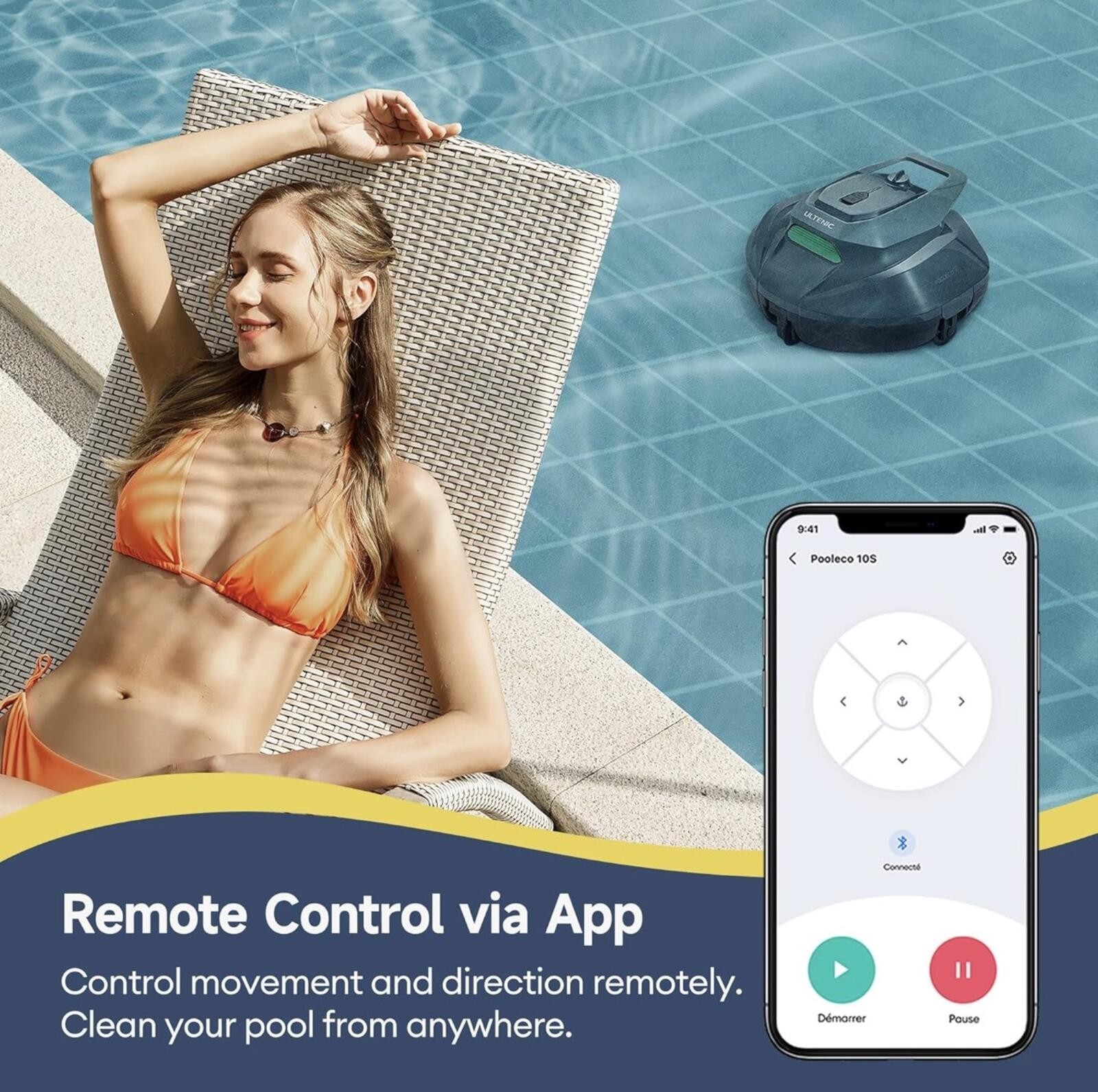 Cordless Robotic Pool Cleaner with Remote Control for Above & In-Ground Pool