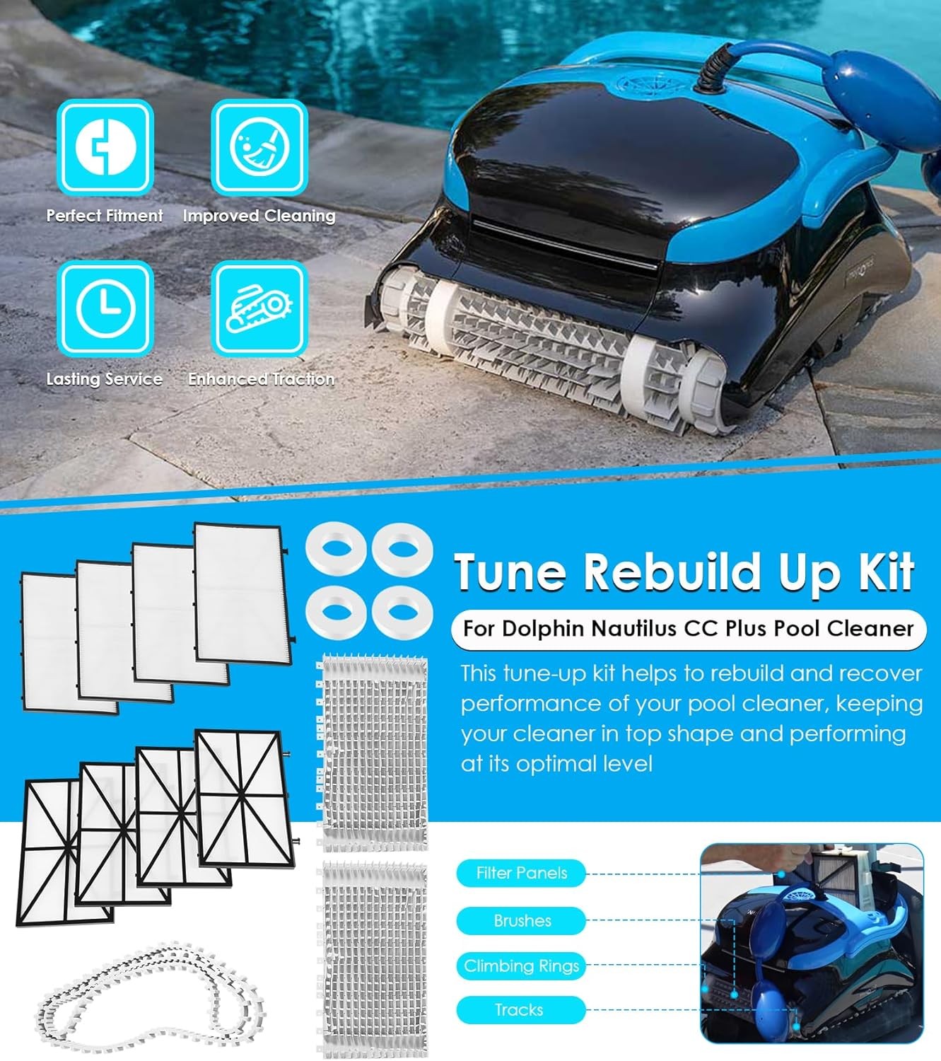 Tune Up Rebuild Kit 9991433-R4 For Dolphin Nautilus CC Plus Robotic Pool Cleaner
