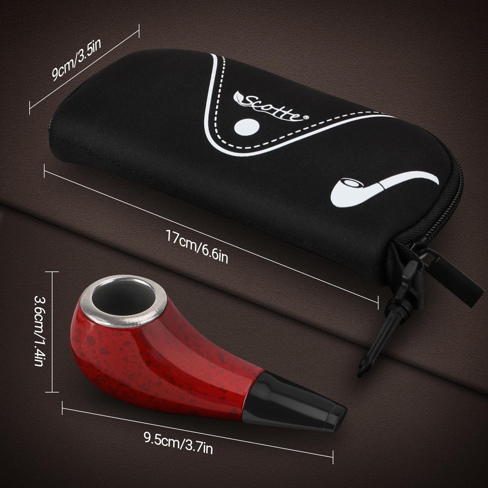 Scotte Shiny Pipe Small 3 Inch (Pack of 1), red