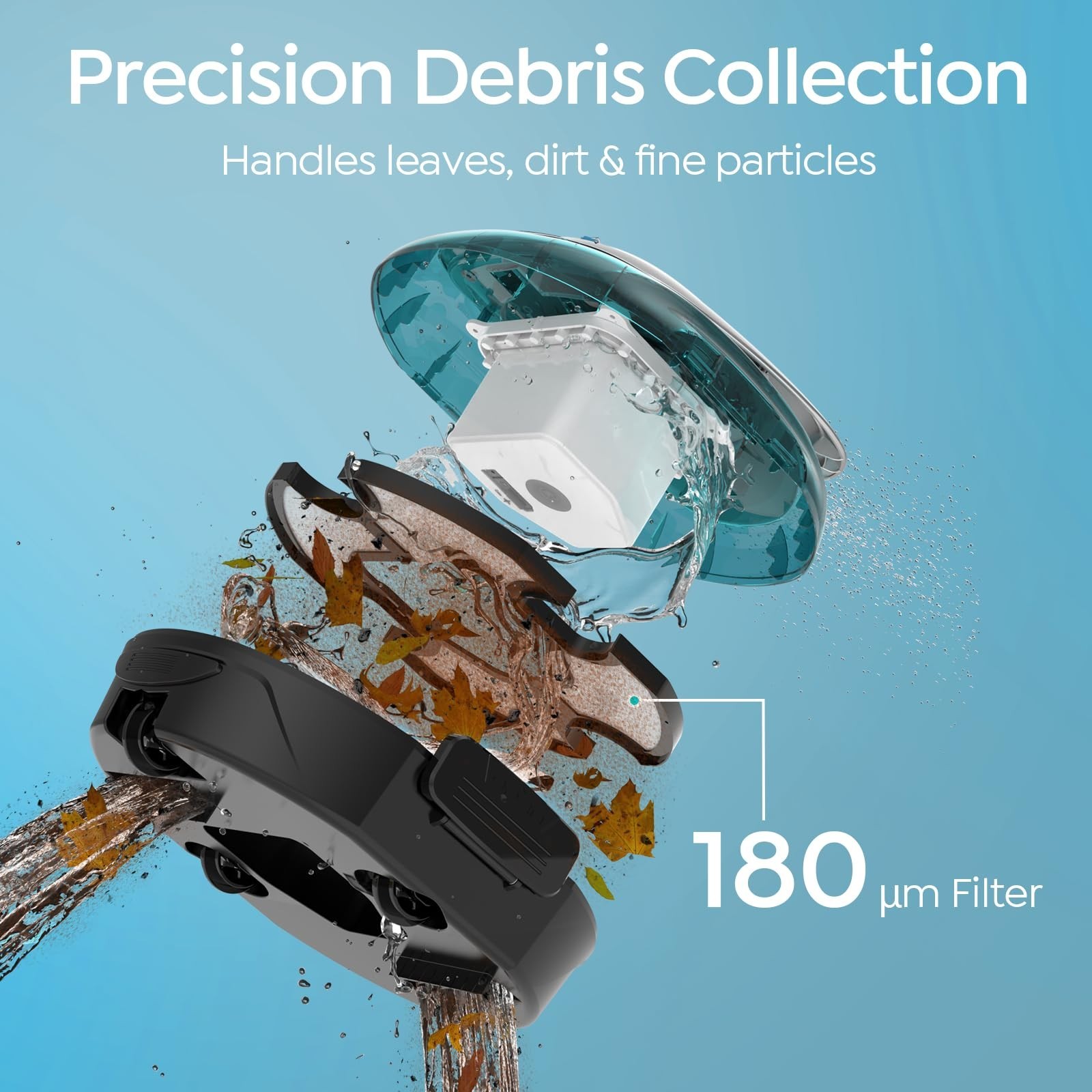 Cordless Pool Vacuum Robot for Above Ground Pools, 80-Min Runtime, Self-Parking,