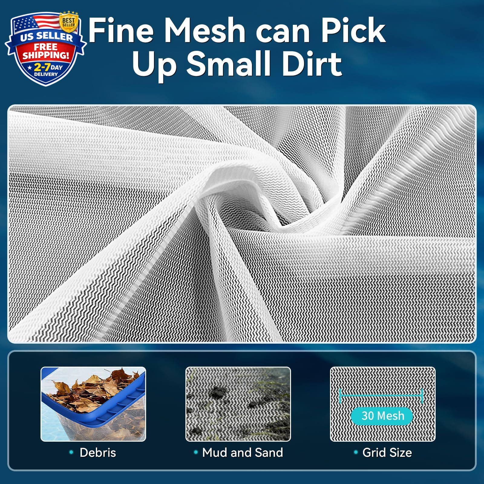 4.5FT Pool Skimmer Net with Lightweight Aluminum Pole for Easy Cleaning