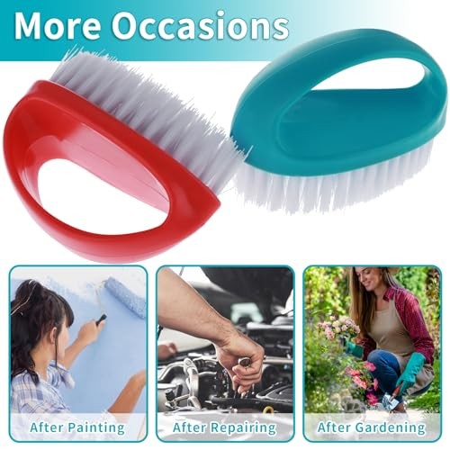 Amaxiu Heavy Duty Nail Brushes – 2pcs Grip Clean – Red, Blue