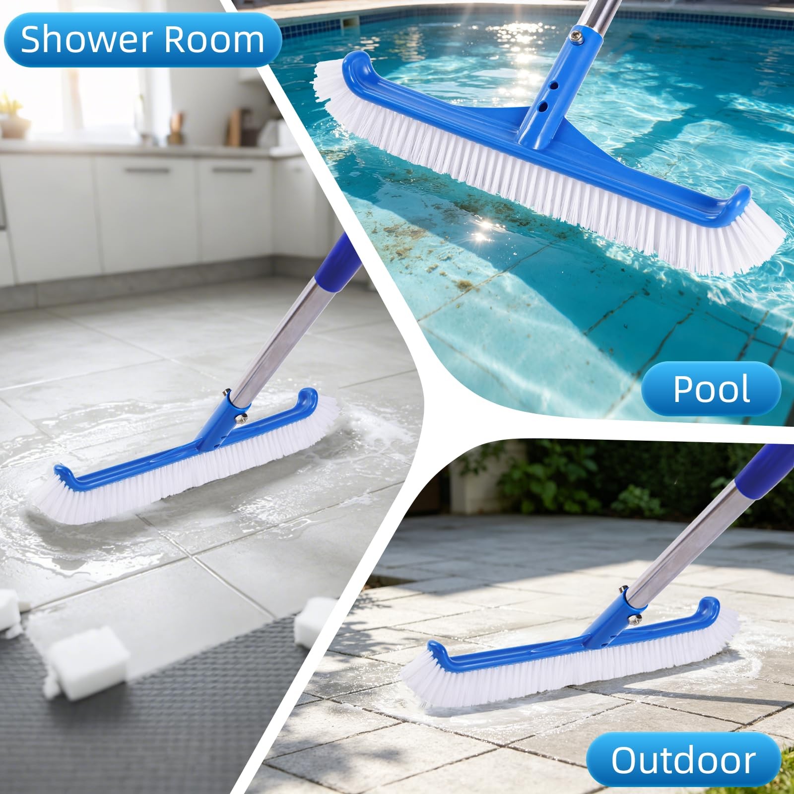 Pool Brush Head, Heavy Duty Swimming Pool Wall Floor Cleaner with Durable Bri…