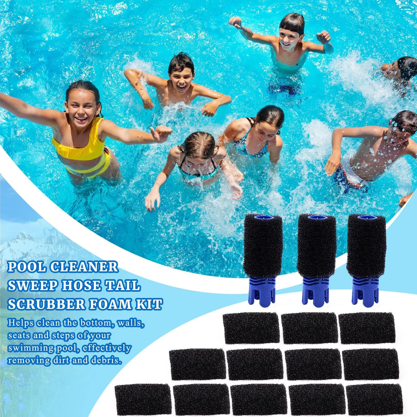 Pool Cleaner Sweep Hose Tail Scrubber and Prefilter Sponge Kit Fit for Polari…