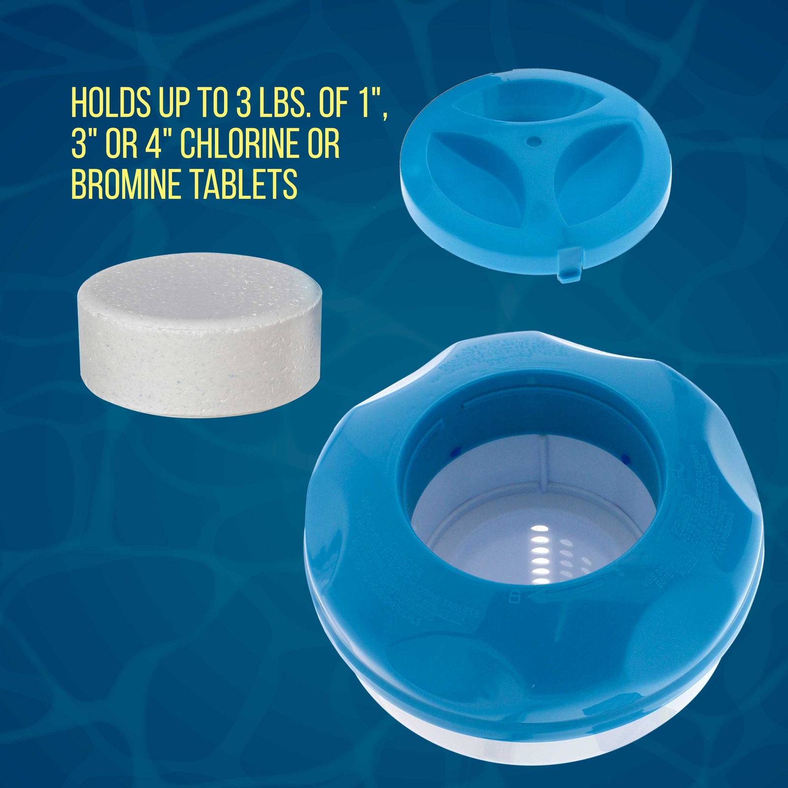 Floating 3&Prime; & 4&Prime; Tablet Pool Chemical 8&Prime; Dispenser with Collapsible Tank