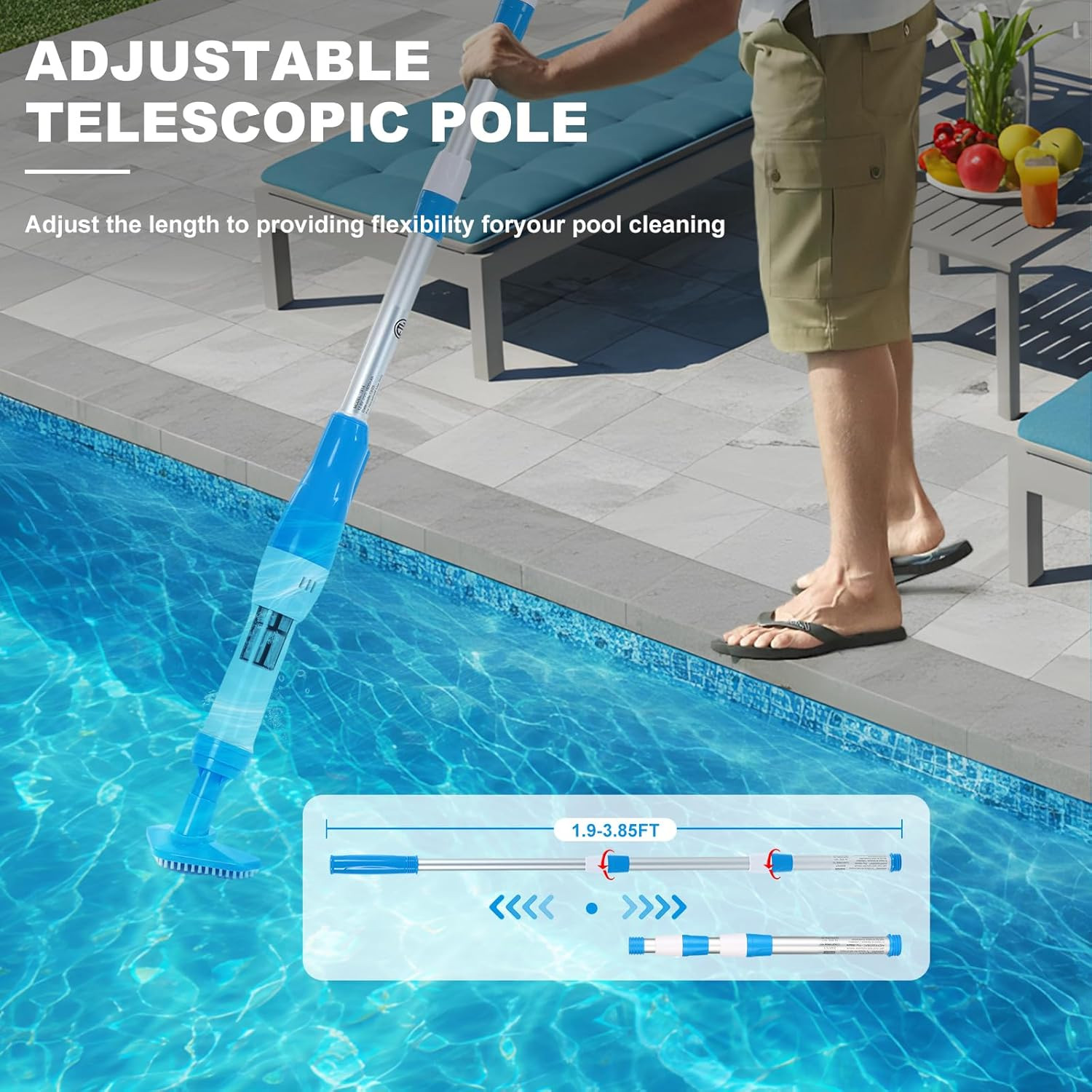 3 in 1 Cordless Rechargeable Pool Vacuum, Handheld Pool Cleaner Ideal for Spas,