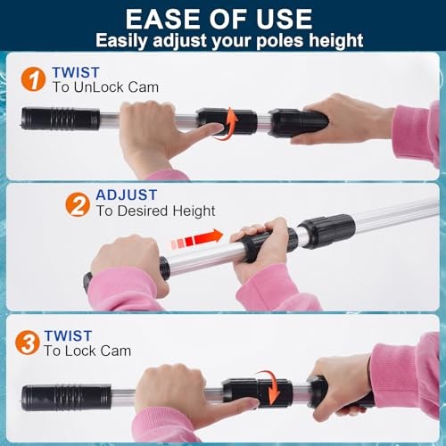 Premium Upgraded 16 FT Aluminum Telescopic Swimming Pool Pole – Adjustable 3