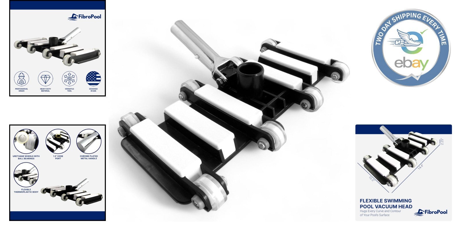 Flexible Pool Vacuum Head with Smooth-Rolling Wheels for Ultimate Convenience