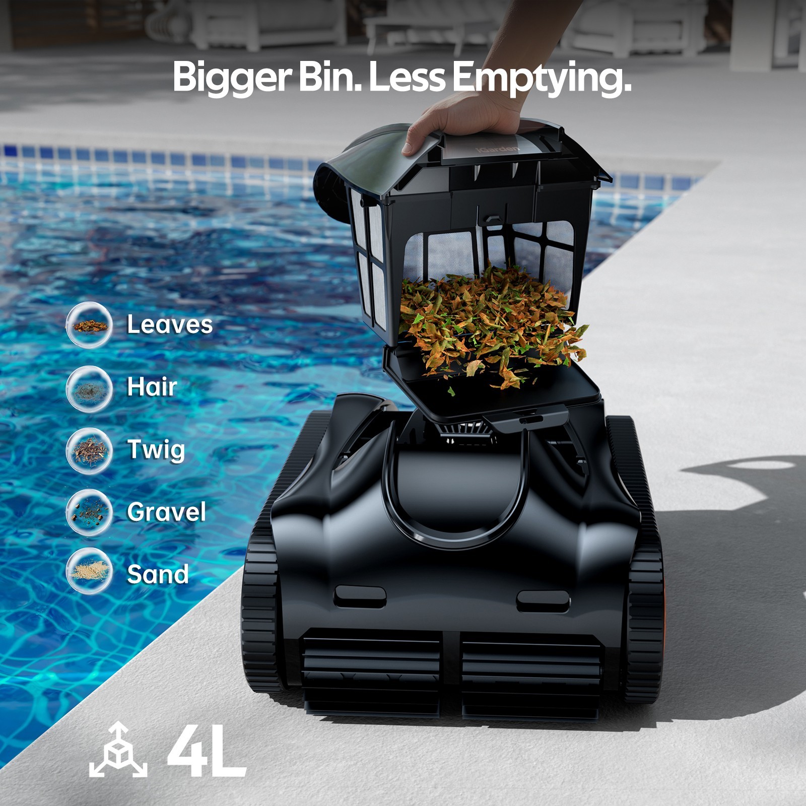 iGarden Pool Cleaner K40,4H Cordless Robotic Pool Vacuum For Inground Pools
