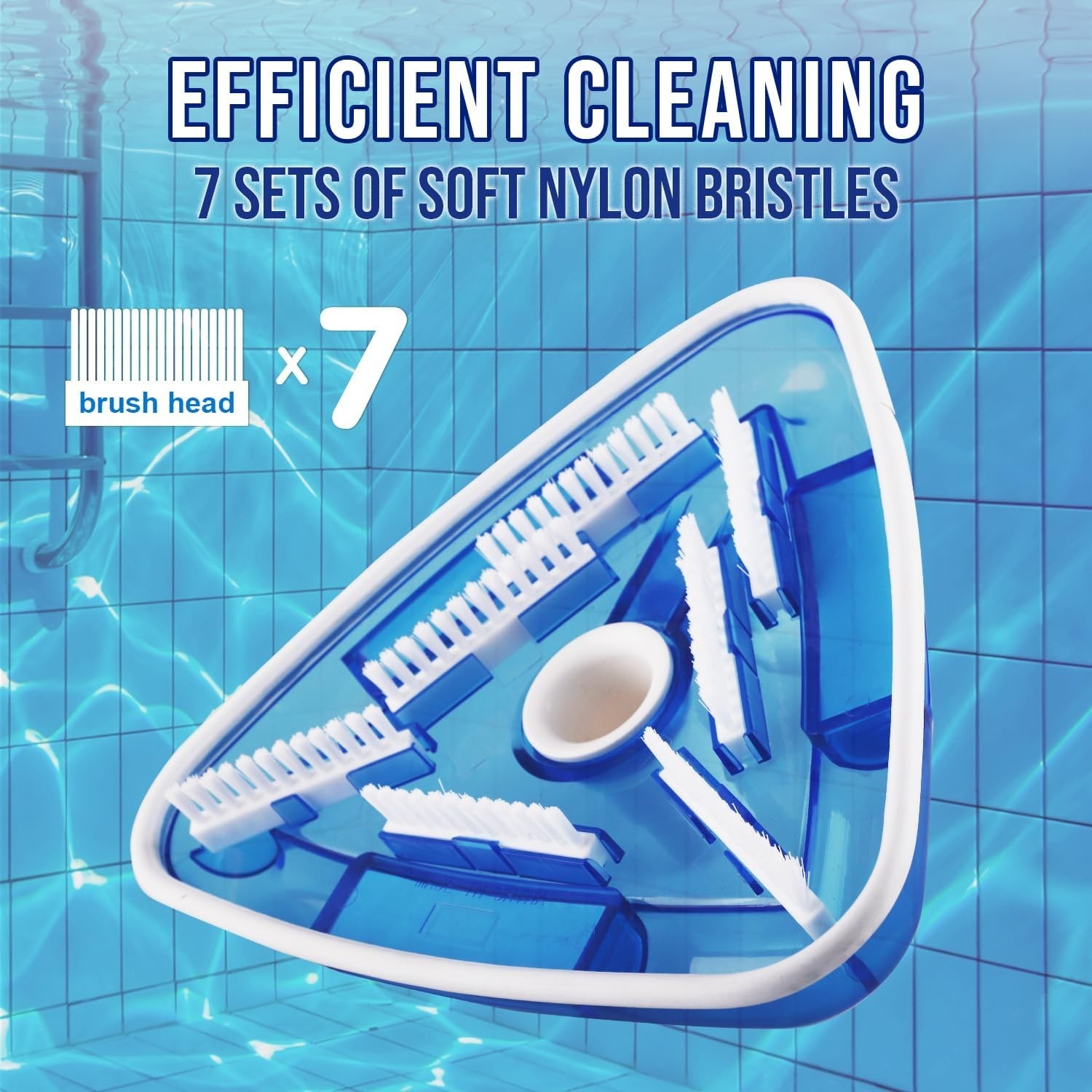 11 Inch Triangular Pool Vacuum Head Swivel Cuff Bumper 1.25 Shaft 1.25/1.50 Hose