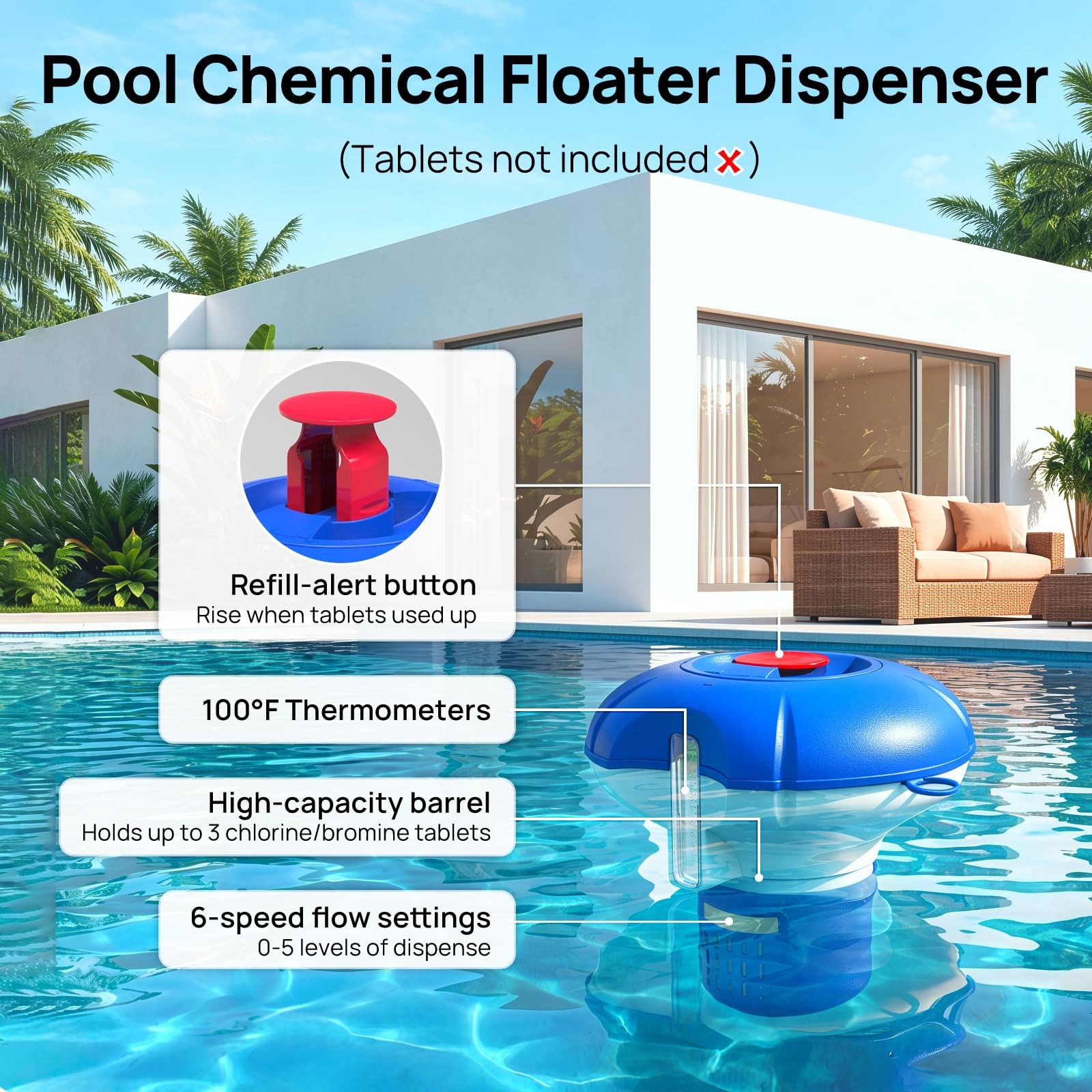 Consciot Pool Cleaning Kit, incl. Rake Net, Brush, Pole, Dispenser 5PCS, PK05