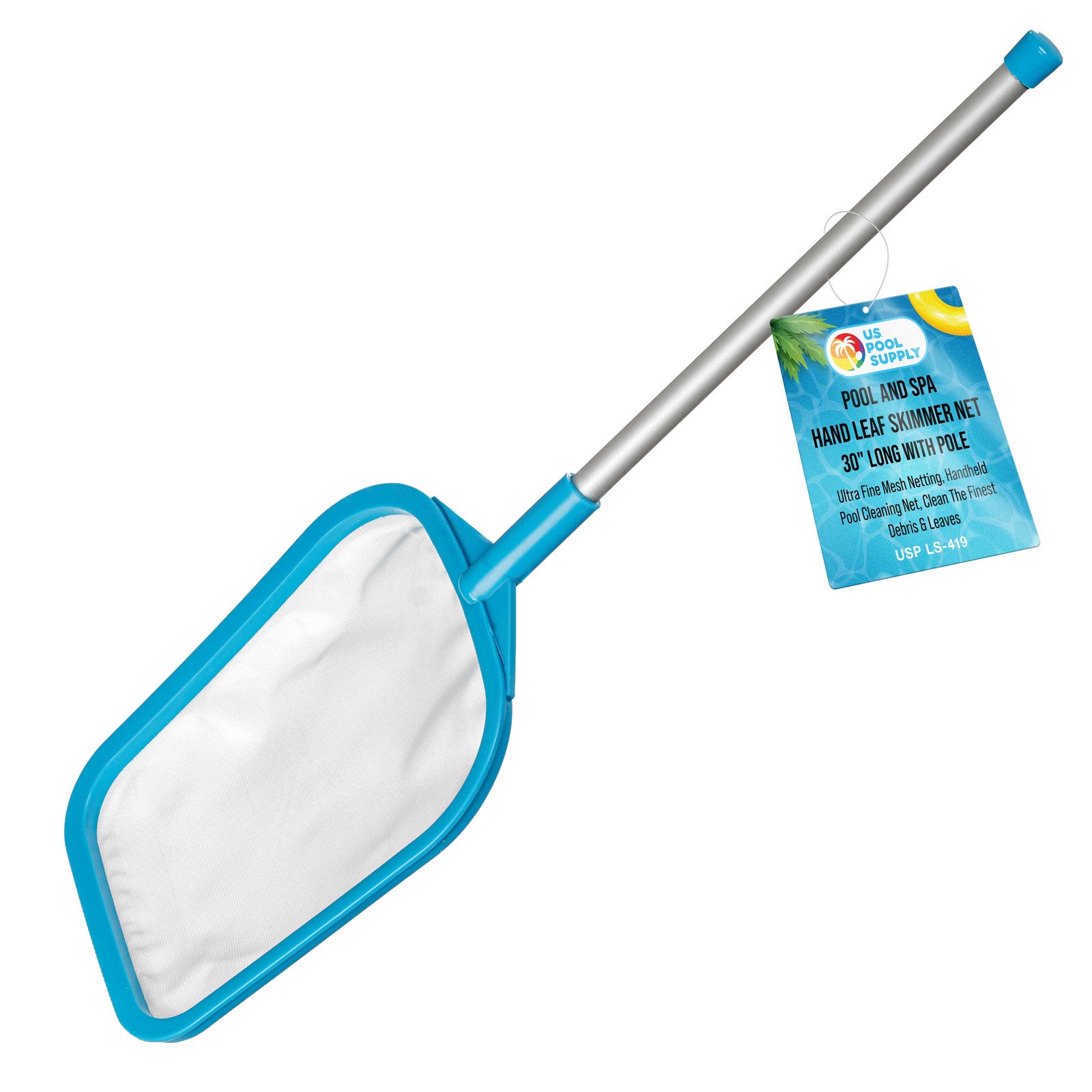 30&Prime; Swimming Pool Hand Leaf Skimmer Net & Pole – Ultra Fine Mesh Netting