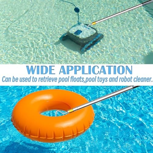 Extendable Pool Skimmer Basket Hook Pole Up to 63 Inch – Stainless Steel